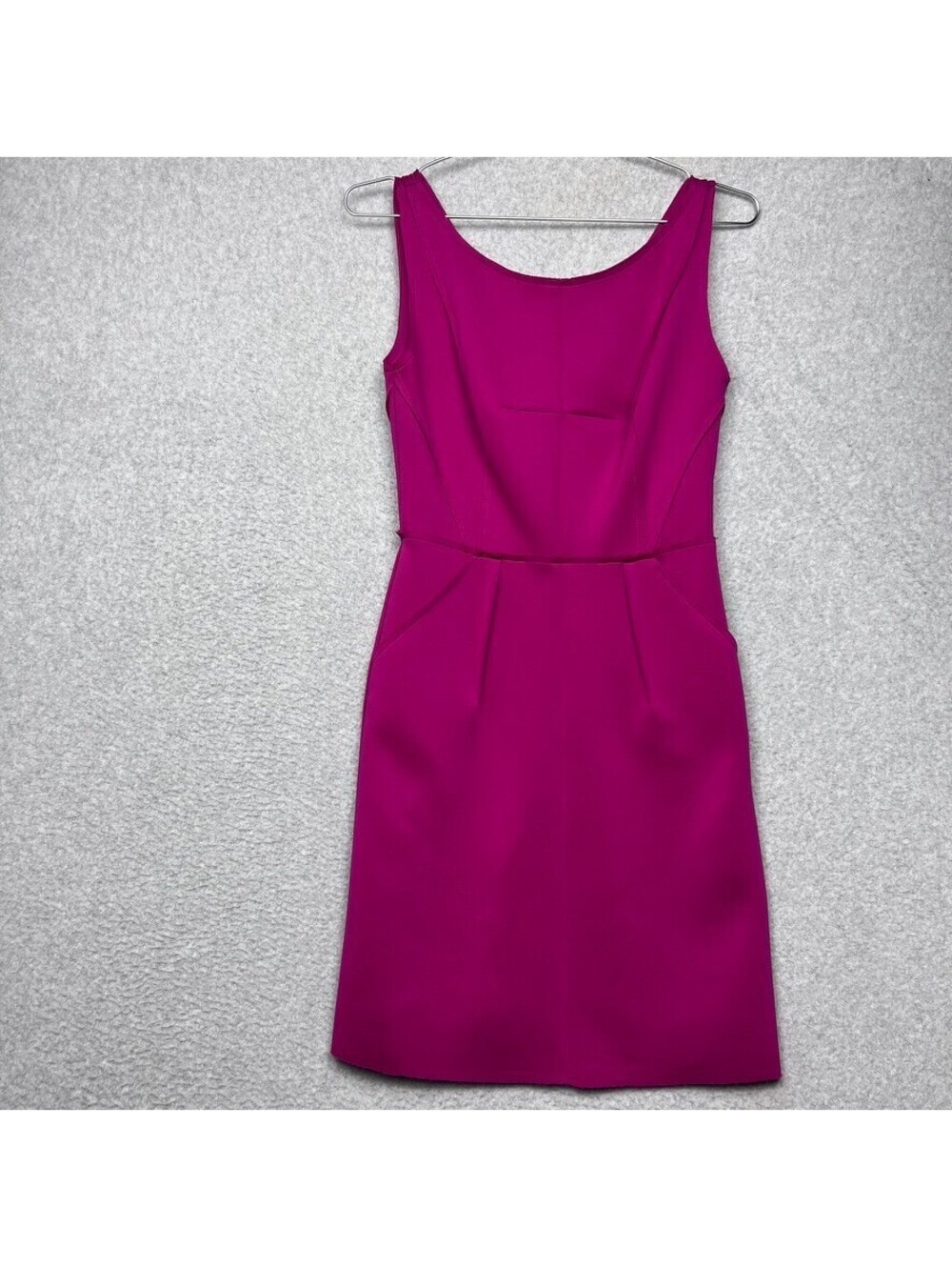 Milly Magenta Pink Sheath Dress 0 /S Stretch Career Pockets Made in USA Fuchsia